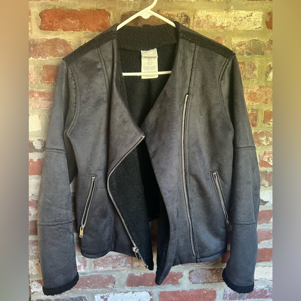 New Balance Charcoal Leather Jacket